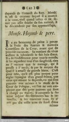 Monsr. Hoymb le pere