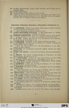 Kupferstiche, Radierungen, Holzschnitte, Lithographien, Farbendrucke etc. (Nr. 985-1627)