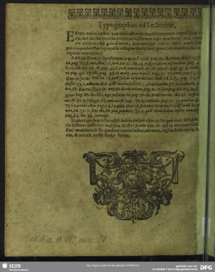 Typographus ad Lectorem