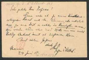Postkarte an Wilhelm Berger : 24.06.1905