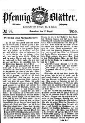 No. 99, Sonnabend, den 17. August