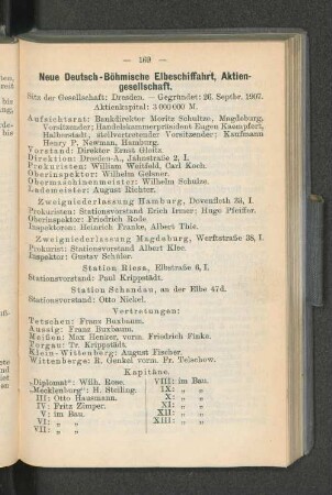 Neue Deutsch-Böhmische Elbeschiffahrt, Aktien-gesellschaft.