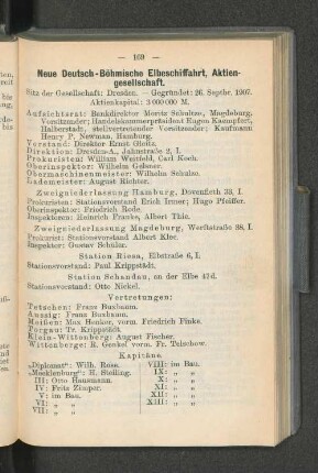 Neue Deutsch-Böhmische Elbeschiffahrt, Aktien-gesellschaft.
