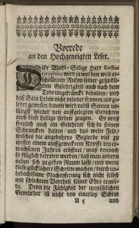 Vorrede an den hochgeneigten Leser