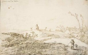 Hügelige Landschaft mit einigen Figuren