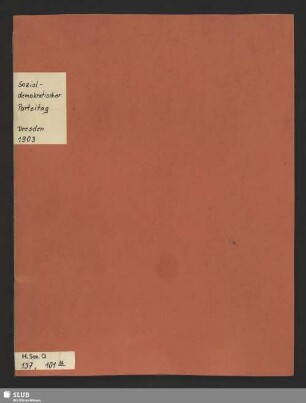 Sozialdemokratischer Parteitag Dresden 1903