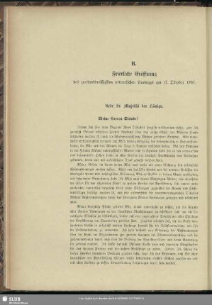 B. Feierliche Eröffnung des zweiunddreißigsten ordentlichen Landtags am 17. Oktober 1907
