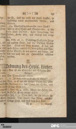 II. Ordnung des Heyls, kürtzer.