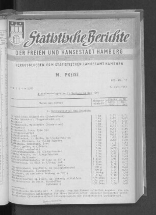 Einzelhandelspreise in Hamburg im Mai 1960 : Lfd. Nr. 17