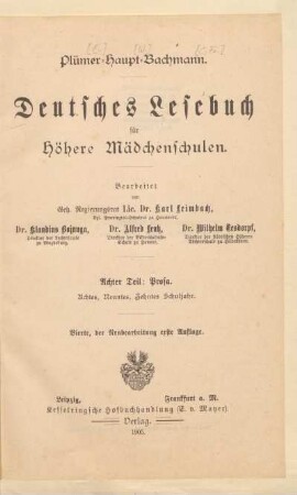 Teil 8, [Schülerband]: Prosa : achtes, neuntes, zehntes Schuljahr
