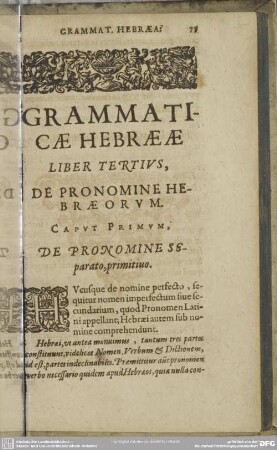 Liber Tertius, De Pronomine Hebraeorum