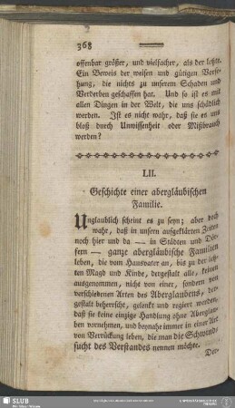 LII. Geschichte einer abergläubischen Familie