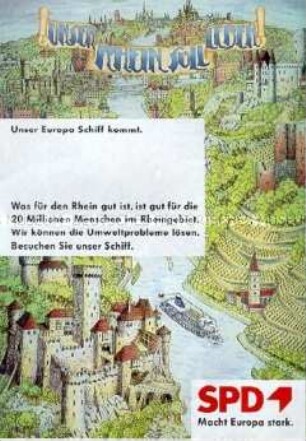 Flugschrift der SPD zur Europawahl 1984 mit den Terminen des "Europaschiffes"