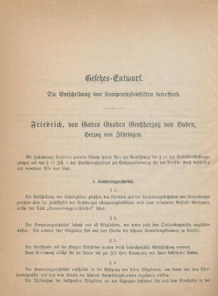 Gesetzes-Entwurf. Die Entscheidung von Kompetenzkonflikten betreffend