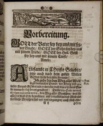 Vorbereitung; Absonderlicher Eingang; Votum; Abhandlung solcher Puncten.