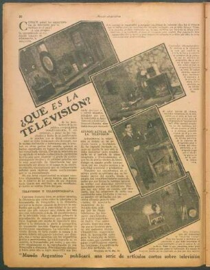 ¿Qué es la televisión? : "Mundo Argentino" publicará una serie de artículos cortos sobre televisión