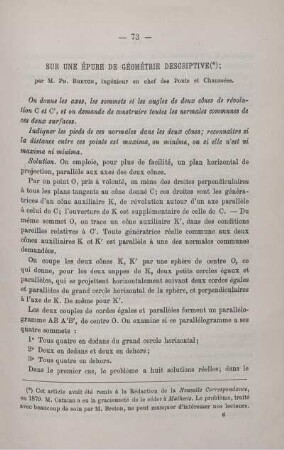 SUR UNE ÉPURE DE GÉOMÈTRIE DESCRIPTIVE.