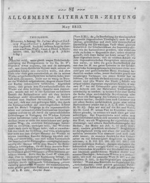 Wegscheider, J. A. L.: Lehrbuch der christlichen Dogmatik. Nach der sechsten Ausg. übers. v. F. Weiß. Nürnberg: Schrag 1831