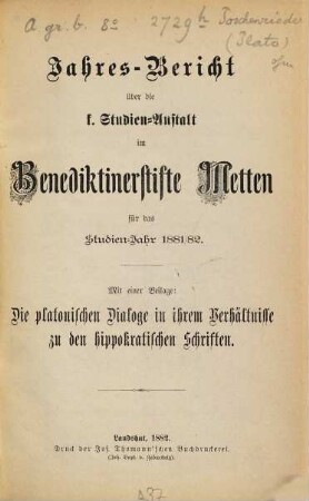 Die platonischen Dialoge in ihrem Verhältnisse zu den hippokratischen Schriften