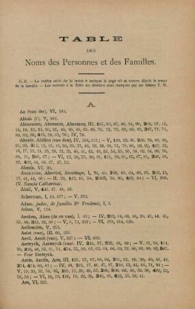 Table des noms des personnes et des familles