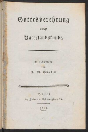 Gottesverehrung nebst Vaterlandskunde