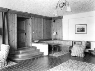 Hotelhalle Haus Thurn und Taxis, Oberstdorf, Holzvertäfelung Schreinermeister Fritz Müller Sonthofen