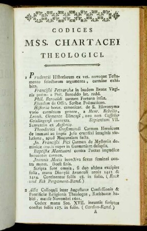 Codices MSS. Chartacei Theologici.