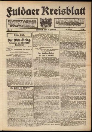 Erste Ausgabe vom Mittwoch, den 05. Januar 1916.