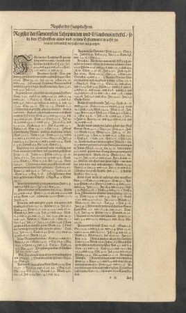 Register der fürnehmsten Lehrpuncten und Glaubensartickel/ [...]