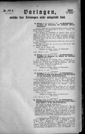 Anlage: zu No.4. (63-68.), Vorlagen, welche den Zeitungen nicht mitgeteilt sind