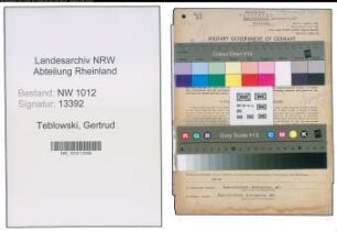 Entnazifizierung Gertrud Teblowski , geb. 27.08.1908 (Kauffrau)