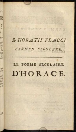 287-320, Q. Horatii Flacci Carmen Seculare. Le Poeme Seculaire D'Horace.