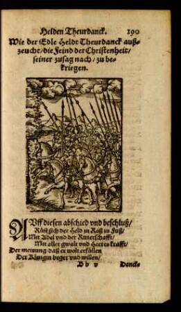 Wie der Edle Heldt Theurdanck außzeucht/ die feind der Christenheit/ seiner zusag nach/ zu bekriegen.