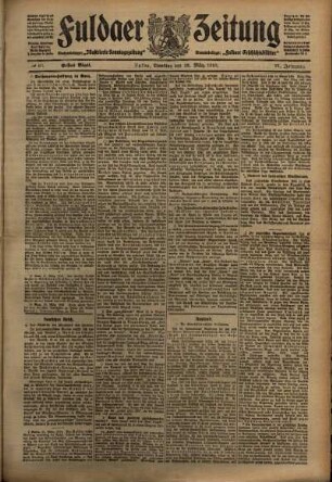 Erste Ausgabe vom Dienstag, den 22. März 1910.