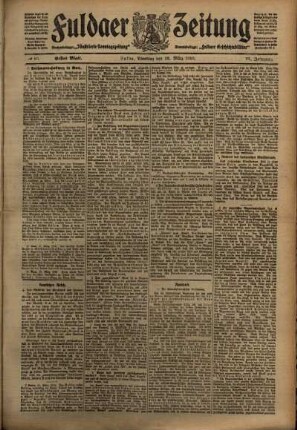 Erste Ausgabe vom Dienstag, den 22. März 1910.