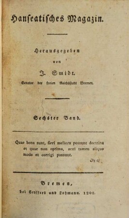Hanseatisches Magazin. 6, 6. 1802