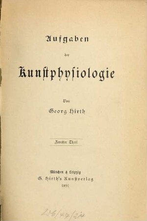 Aufgaben der Kunstphysiologie, 2