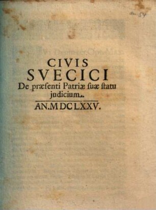 Civis Svecici De praesenti Patriae suae Statu judicium