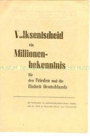 Propagandaschrift zum Volksentscheid in Sachsen
