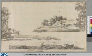 Landschaft. Drei Maschinen-Teile