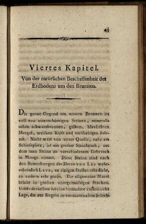 Viertes Kapitel. Von der natürlichen Beschaffenheit des Erdbodens um den Brunnen.