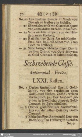 Sechszehende Classe. Antimonial-Ertze