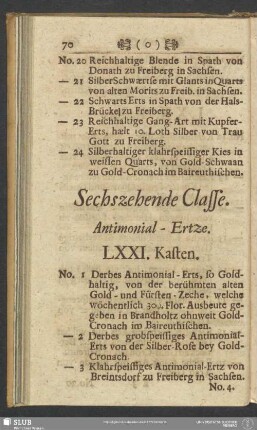 Sechszehende Classe. Antimonial-Ertze