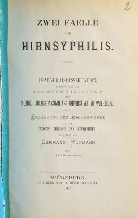 Zwei Fälle von Hirnsyphilis
