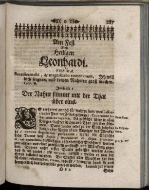 Am Fest Deß Heiligen Leonhardi.
