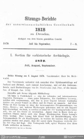 I. Section für vorhistorische Archäologie