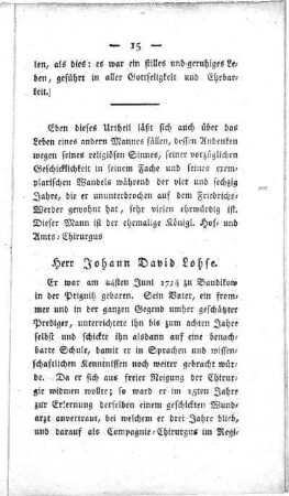 Herr Johann David Lohse.