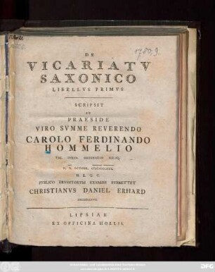Libellus 1: De Vicariatv Saxonico ...