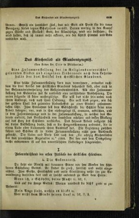 ¬Das¬ Kirchenlied als Glaubenszeugniß : eine Zusammenstellung der im Religionsunterrichte gelernten Lieder und einzelnen Liederverse nach dem Lehrinhalte der drei Artikel des christlichen Glaubens