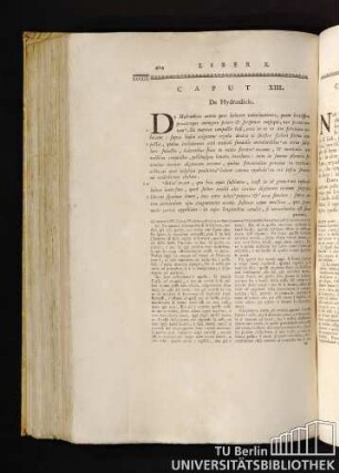 Caput XIII. De Hydraulicis. Capitolo XIII. Degli Organi ad acqua.